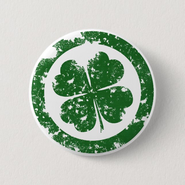Lucky Clover 6 Cm Round Badge (Front)