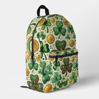 Lucky Clover and Gold Coins Printed Backpack