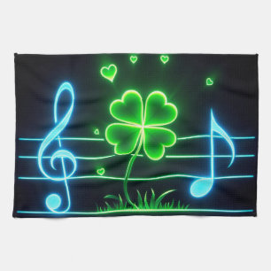  Lucky Clover and Music Notes Tea Towel