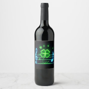  Lucky Clover and Music Notes Wine Label
