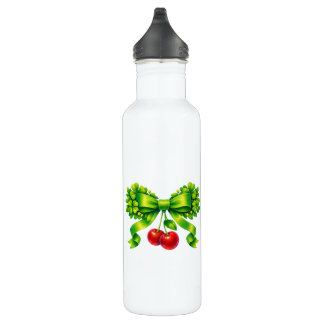 Lucky Clover Bow with Cherries Green Design 710 Ml Water Bottle