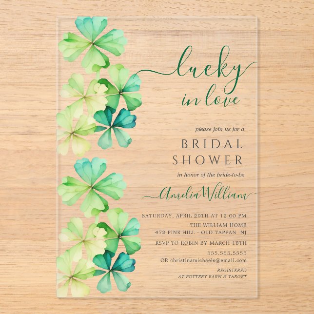 Lucky Clover Bridal Shower Invitation (Front)