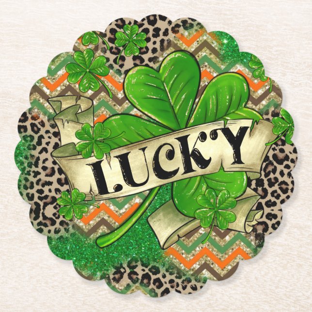 Lucky Clover Celebration Paper Coaster (Front)