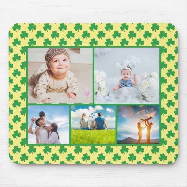 Lucky Clover: Customisable 5Photos Mouse Pad (Front)