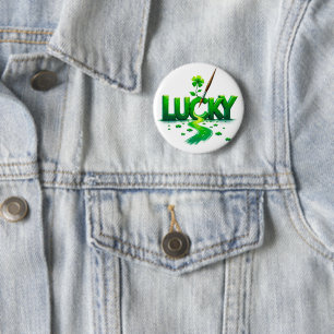 Lucky Clover Design for St. Patrick's Day 6 Cm Round Badge