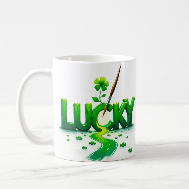Lucky Clover Design for St. Patrick's Day Coffee Mug (Left)