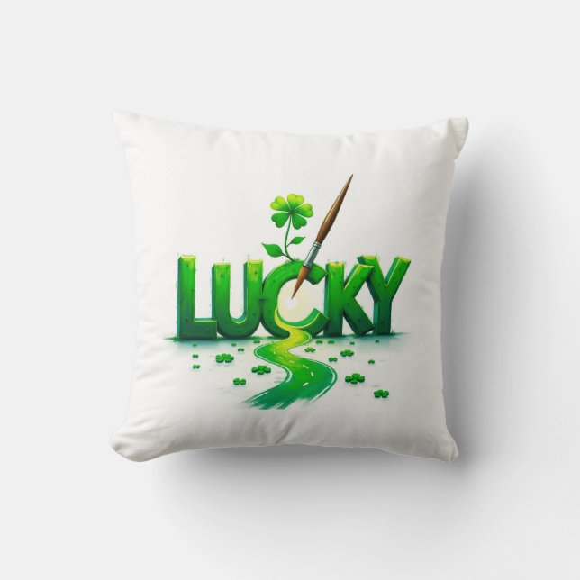 Lucky Clover Design for St. Patrick's Day Cushion (Front)