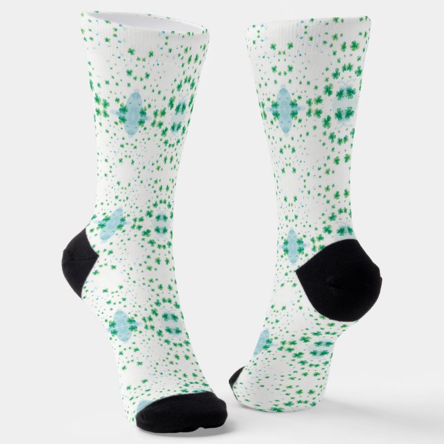 Lucky Clover Design for St. Patrick's Day Socks (Angled)