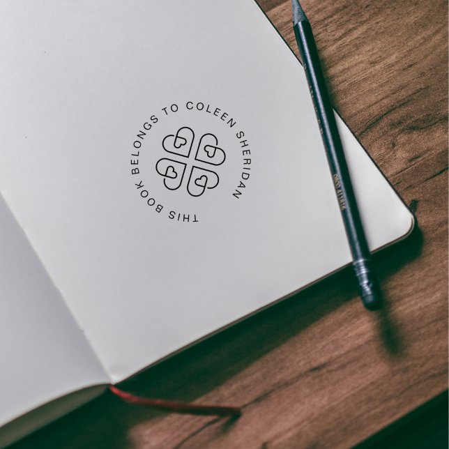 Lucky Clover Hearts Custom From The Library Book  Rubber Stamp (Creator Uploaded)