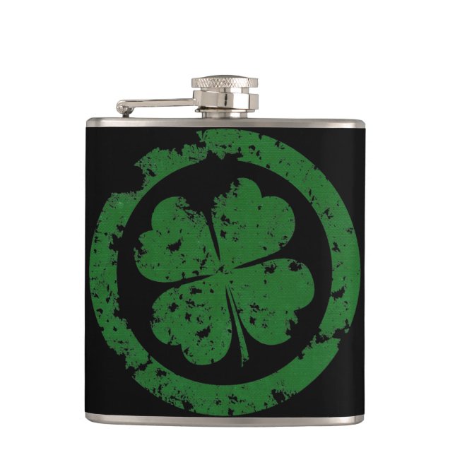 Lucky Clover Hip Flask (Front)