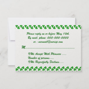 Lucky Clover Irish Wedding RSVP Card