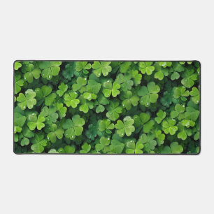 Lucky Clover leaves background Desk Mat