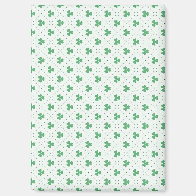 Lucky Clover Leaves Pattern Rectangle Magnet Charm (Front)