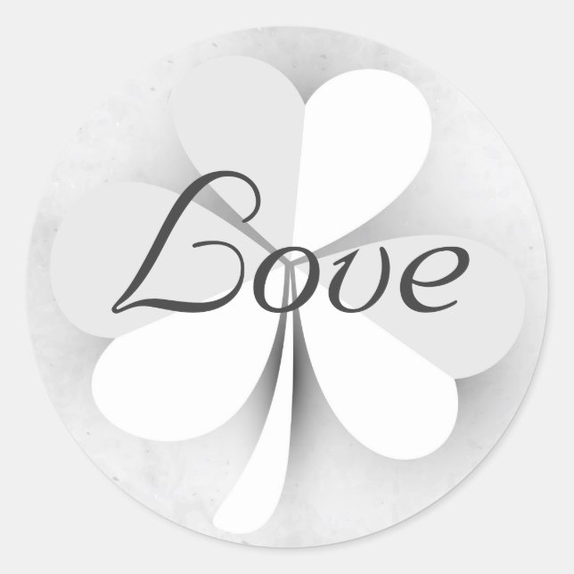 Lucky Clover Love Irish Grey and White Classic Round Sticker (Front)
