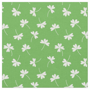 Lucky Clover on Green Fabric