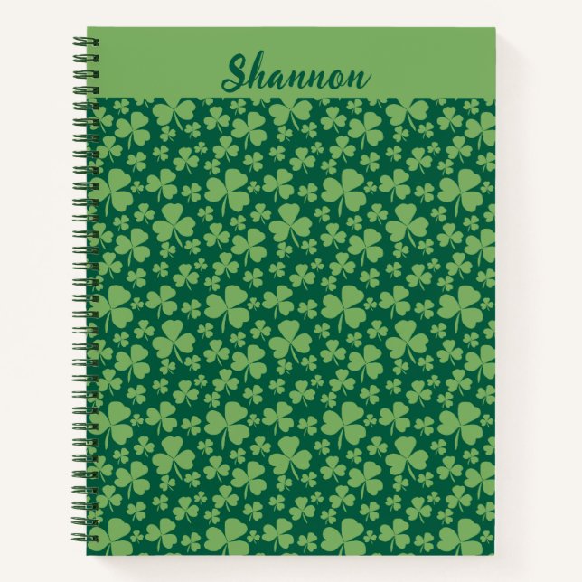 Lucky Clover Pattern Spiral Notebook (Front)
