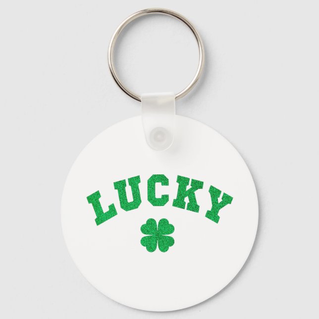 Lucky Clover Saint Patricks Day Both Side Print Key Ring (Front)
