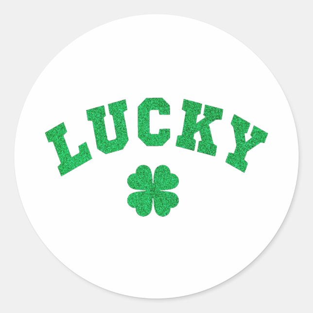 Lucky Clover Saint Patricks Day Classic Round Sticker (Front)