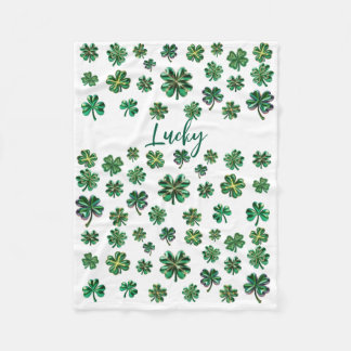 Lucky Clover Shamrock Fleece Blanket