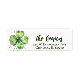 Lucky Clover   St. Patrick   Return Address  Return Address Label