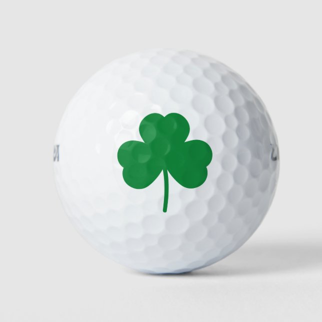 Lucky Clover St Patricks Day Green Shamrock Golf Balls (Front)
