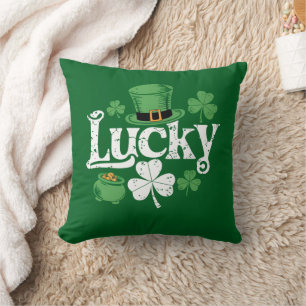 Lucky Clover St Patrick's Day Shamrock Vintage Cushion