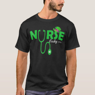 Lucky Clover Stethoscope Heartbeat Nurse St Patric T-Shirt