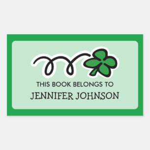 Lucky clover This book belongs to sticker label