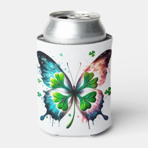 Lucky clover with butterfly can cooler