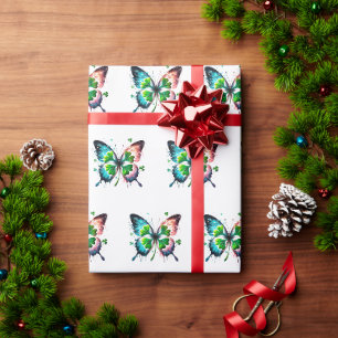 Lucky clover with butterfly wrapping paper