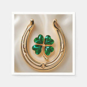 Lucky clover with Gold Horseshoe Napkin