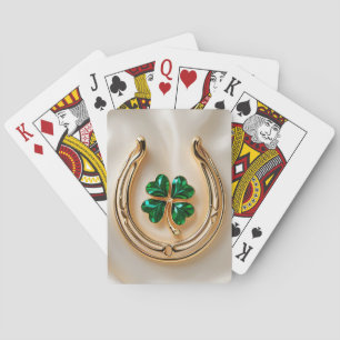 Lucky clover with Gold Horseshoe Playing Cards