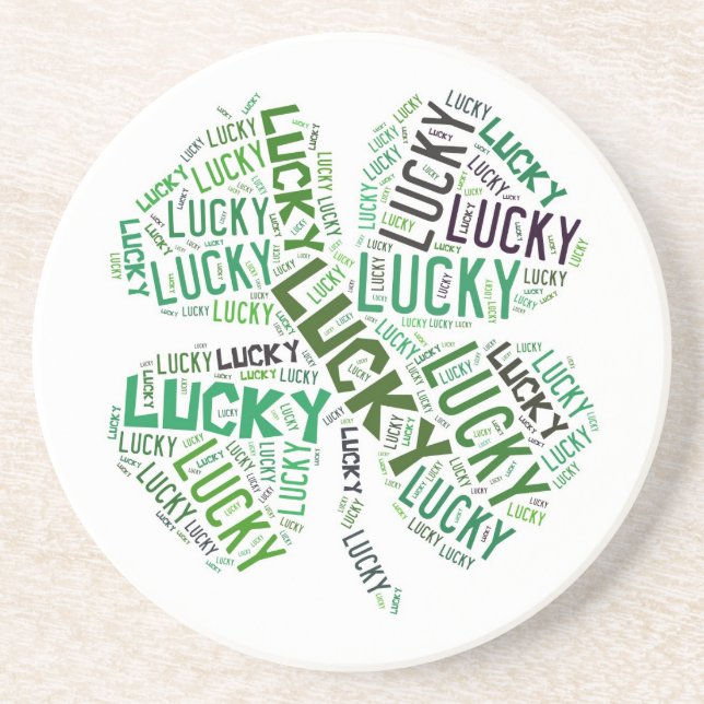 Lucky Clover Word Art Coaster (Front)