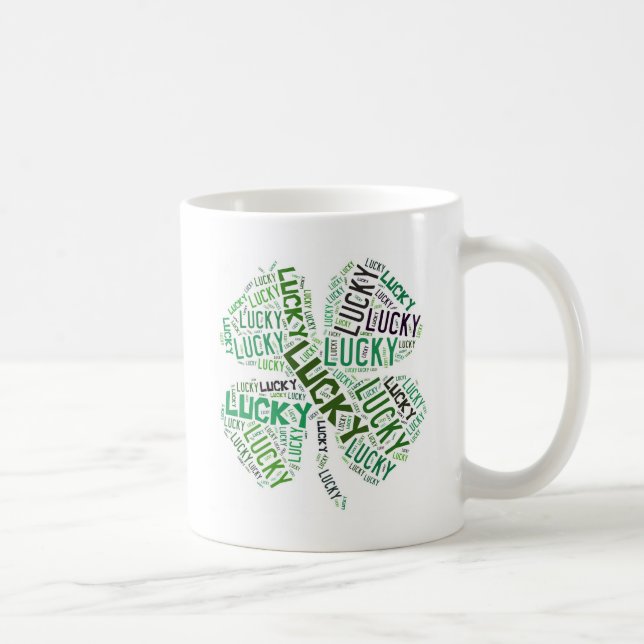 Lucky Clover Word Art Coffee Mug (Right)