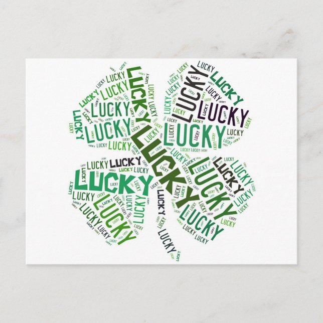 Lucky Clover Word Art Postcard (Front)