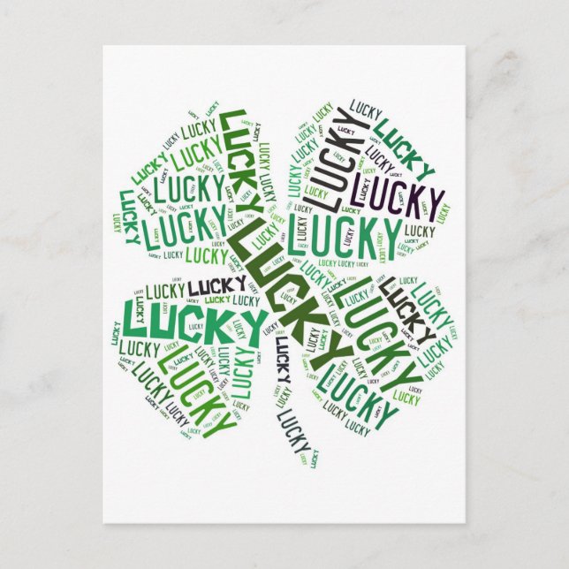 Lucky Clover Word Art Postcard (Front)