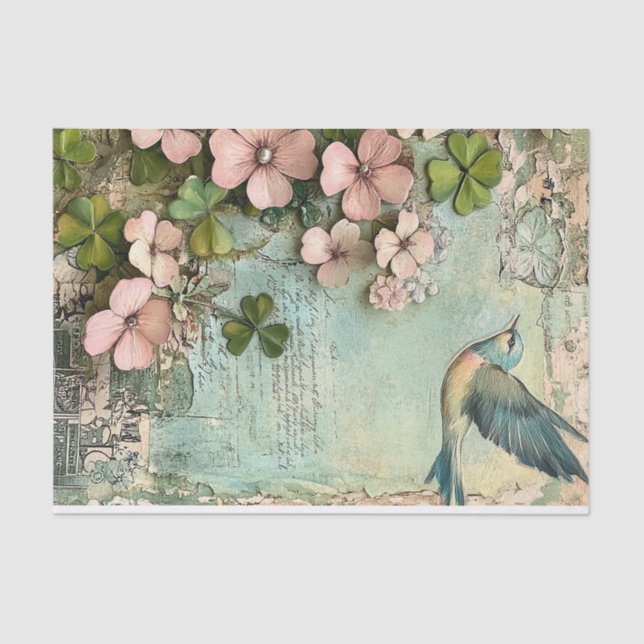 Lucky Clovers & Feathered Friends Tissue Paper (Front)