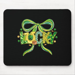 Lucky Coquette Bow Cute Retro St Patricks Day Gree Mouse Pad