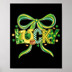 Lucky Coquette Bow Cute Retro St Patricks Day Gree Poster