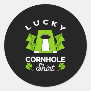 Lucky Cornhole Baggo Players St Patricks Day Classic Round Sticker