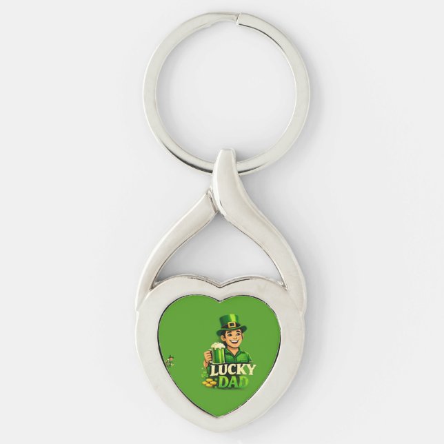 Lucky Dad – St. Patrick’s Day Clover Design Key Ring (Front)