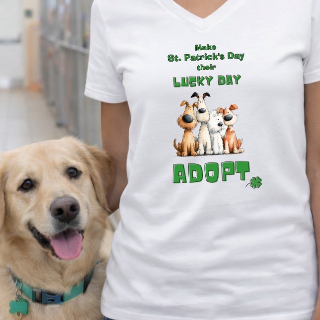 Lucky Day Adopt Rescue Dogs Cute St Patrick’s Day T-Shirt (Creator Uploaded)
