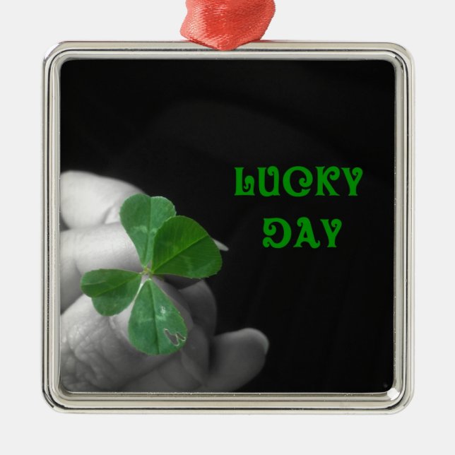 Lucky Day Four Leaf Clover Metal Tree Decoration (Front)