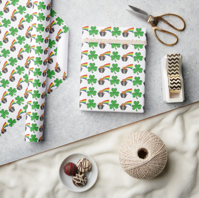 Lucky Day Shamrock Rainbow St. Patrick's Day Wrapping Paper (Crafts)