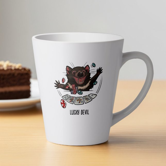 Lucky Devil Tasmanian Devil Art Poker Player Gift  Latte Mug (Creator Uploaded)