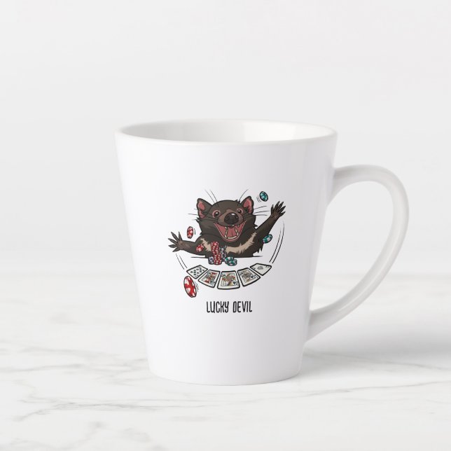 Lucky Devil Tasmanian Devil Art Poker Player Gift  Latte Mug (Right)