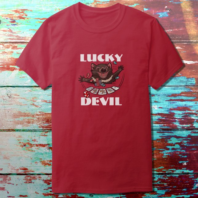 Lucky Devil Tasmanian Devil Poker Player Cartoon T-Shirt (Creator Uploaded)