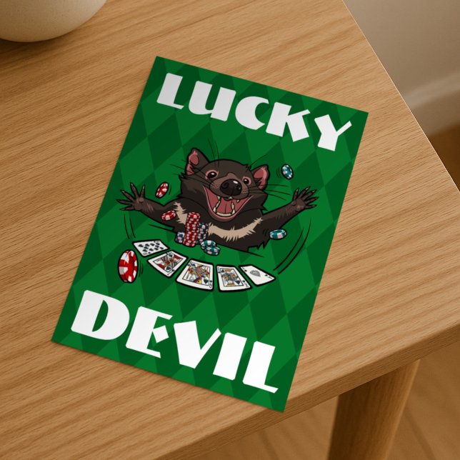 Lucky Devil Tasmanian Devil Royal Flush Cartoon Postcard (Creator Uploaded)