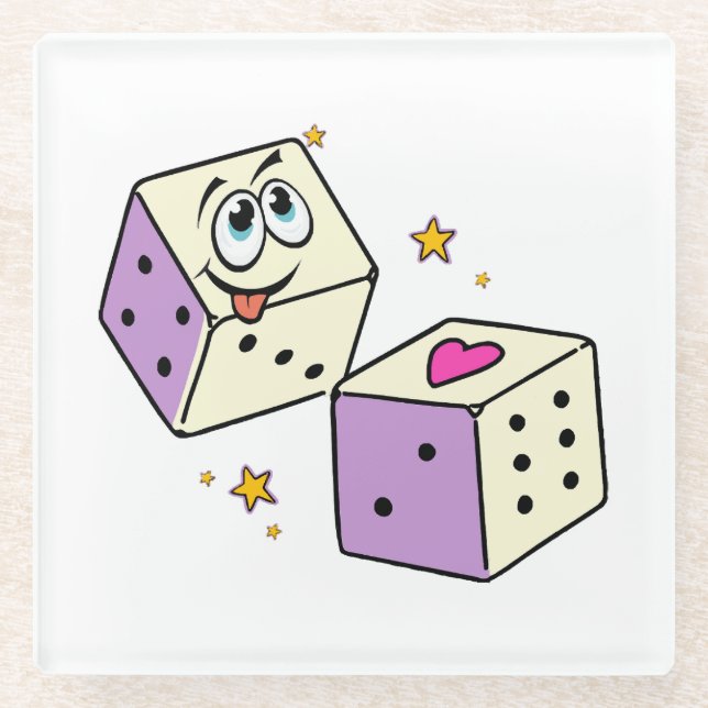 Lucky Dice Glass Coaster (Front)