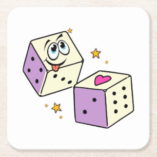 Lucky Dice Square Paper Coaster